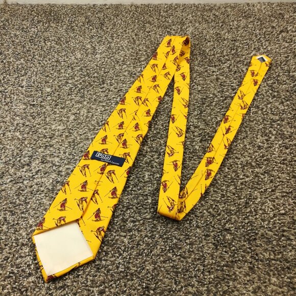 Vintage Polo Ralph Lauren Neck Tie Silk All Over Ski Print 55L 4W USA Made - Picture 3 of 5